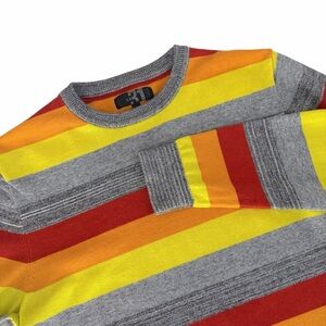 LE 31 by SIMONS Multicolor Stripe Crewneck Sweater Retro 100% Cotton pullover L